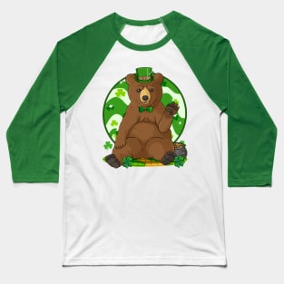 Grizzly Bear St Patricks Day Leprechaun Baseball T-Shirt